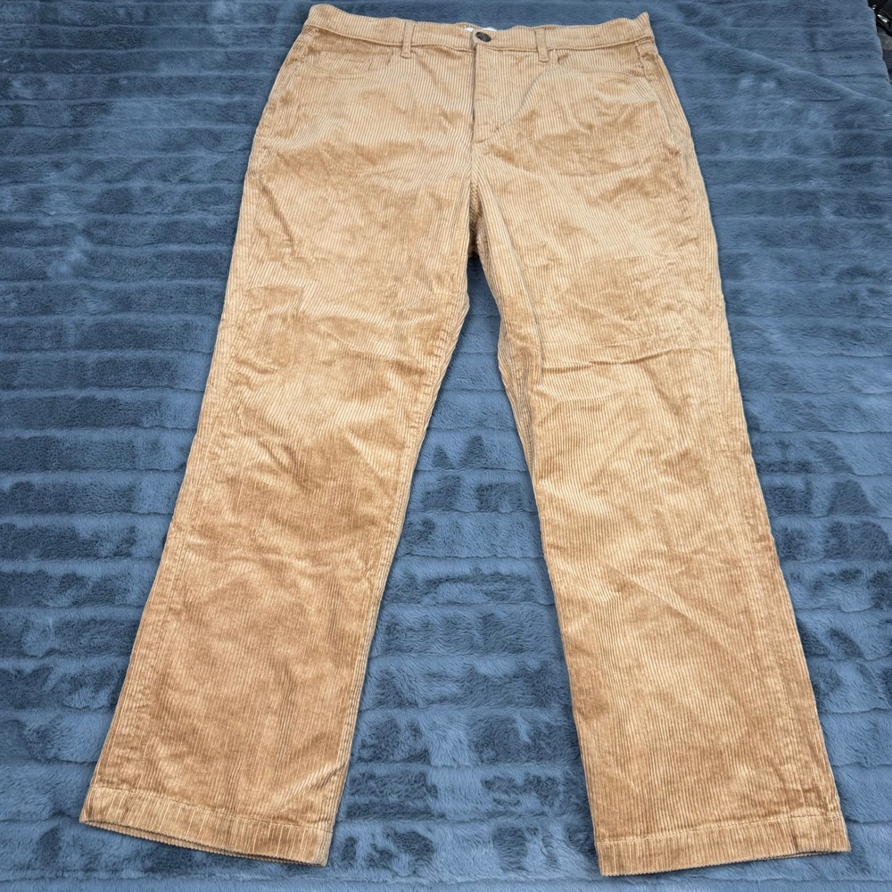 Loft Tan Corduroy Straight Leg Pants Womens 14 32 Camel Brown Cotton Blend